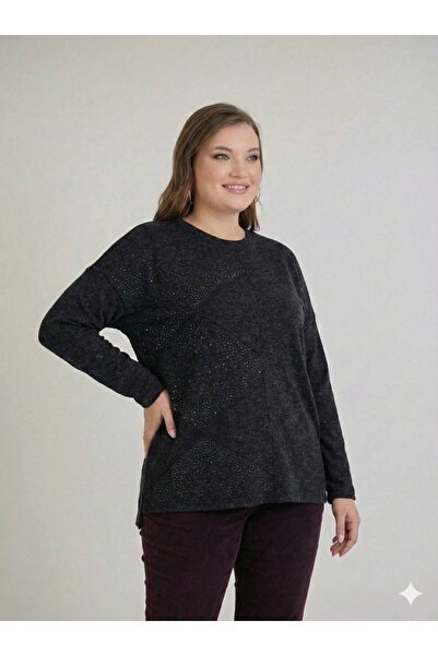 TUSSE Elegant Women's Soft Geometric Pattern Plus Size Cashmere Blouse Sweats...