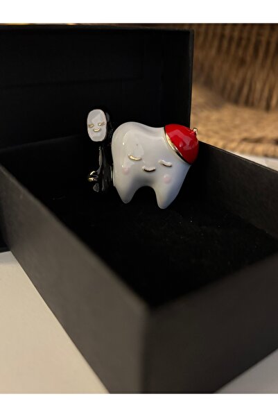 Minia Fırçalı Diş Figürlü Diş Hekimi Hediye Broş Yaka İğnesi