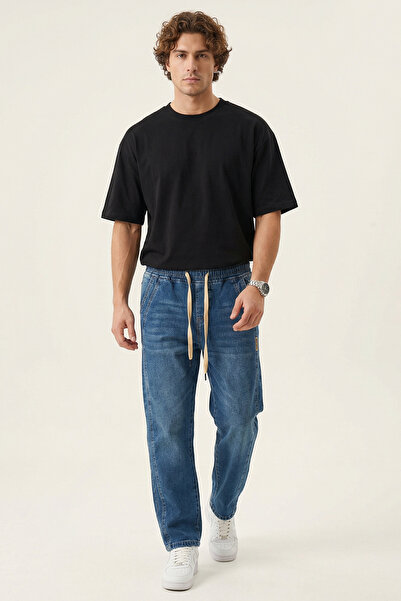 Bigdart Men's Relaxed Fit Baggy Jean Trousers 30076 - Navy Blue