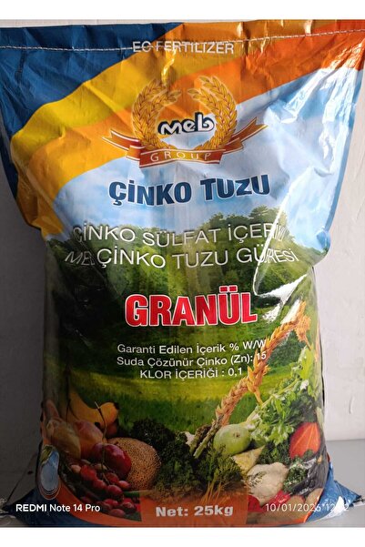 Mebor Çinko Sülfat Granül 25 KG