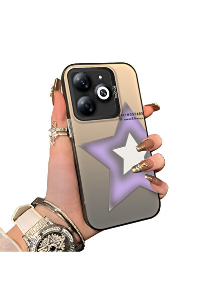 ucuc حافظة ملونة فضية اللون متوافقة مع هاتف Infinix Smart 8/8 Pro ذات نمط نجم...