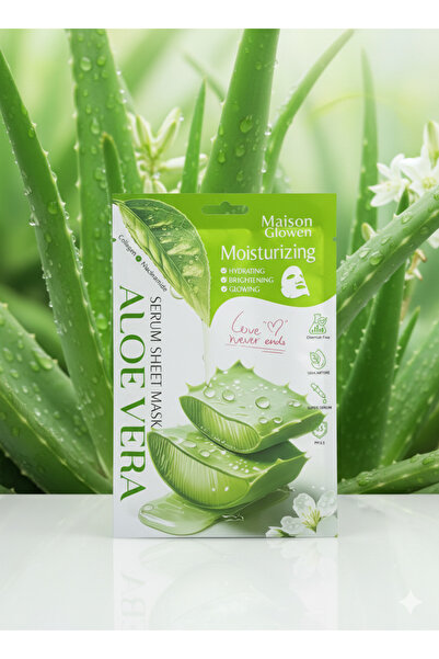 MAISON GLOWEN قناع ورقي بخلاصة الصبار 100% - مرطب ومفتح للبشرة (بشرة متوهجة)
