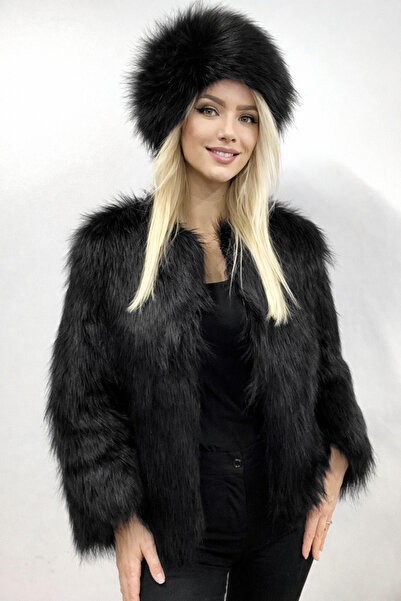 Muzky Faux fur coat and hat set, size S,