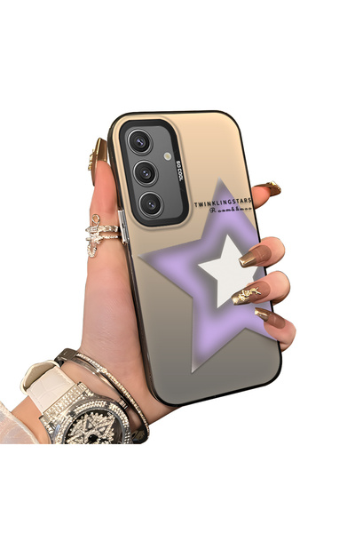 ucuc حافظة فضية اللون متوافقة مع هاتف سامسونج جالاكسي S24، ذات نمط نجمي وسطح ...