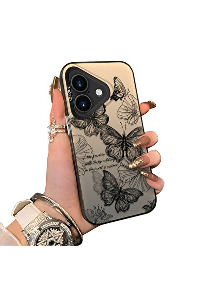 ucuc حافظة حماية من الصدمات متوافقة مع هاتف iPhone 16، ذات سطح لامع فضي اللون...