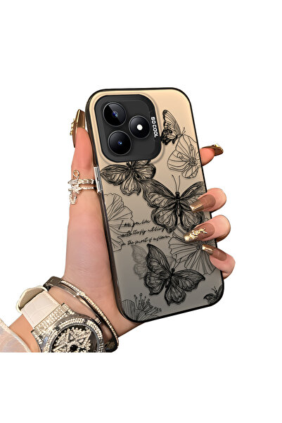 ucuc حافظة حماية من الصدمات ذات سطح لامع فضي اللون متوافقة مع هاتف Realme Not...