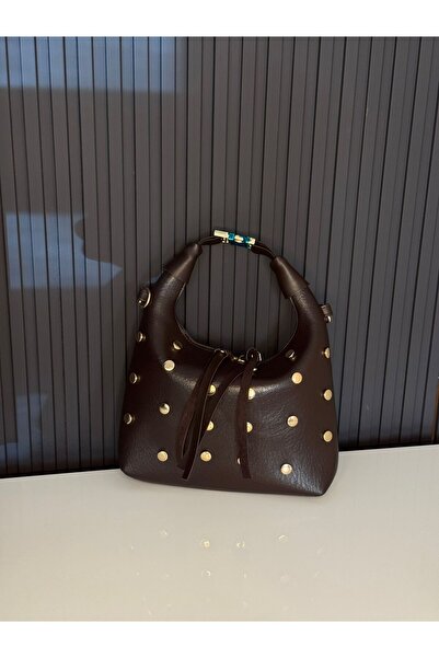 JASECO Kadın Gold Zımba Detaylı Omuz Çantası Hobo Model El Ve Kol Çantası