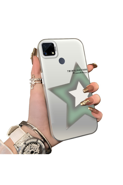 ucuc حافظة متوافقة مع هاتف Realme C25S بنمط نجمة وسطح لامع غير لامع وحماية من...