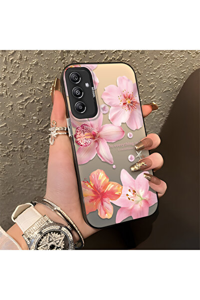 ucuc حافظة فضية اللون متوافقة مع هاتف سامسونج جالاكسي A24، ذات نمط زهور وسطح ...