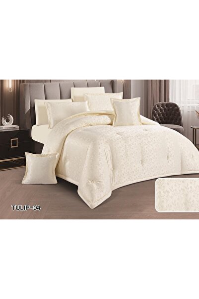 alzawia Tulip Jacquard Microfiber Double Bedspread Set, 8 Pieces