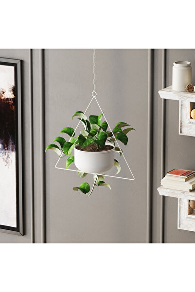 MOİRA Dekoratif Metal Saksılık,Askılı Ayarlanabilir Üçgen Sarkıt Modern Kaktü...