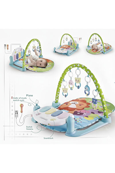 Generic بساط ألعاب رياضي للأطفال مع بيانو موسيقي وقوس ألعاب معلق