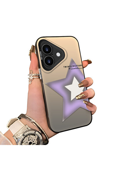 ucuc غطاء حماية متوافق مع آيفون 16 بنمط النجوم ذو سطح لامع غير لامع مع حماية ...