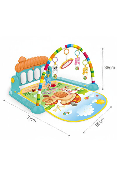 Generic بساط ألعاب بيانو موسيقي للأطفال 5 في 1 مع قوس ألعاب تفاعلي وتحكم في ا...