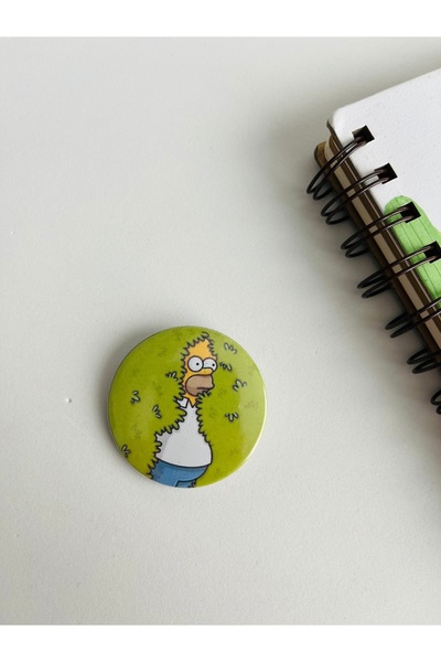 Fynbos Simpsons Homer Rozet | Karikatür Figürlü 44 mmlik Metal Pin | Çanta ve...