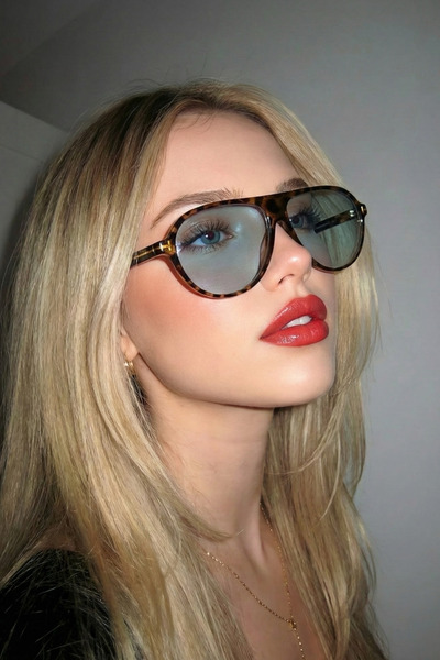 Chunky Frame Celly Unisex Leopard Frame Blue Sunglasses