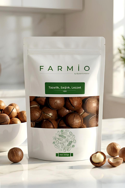 FARMİO Makademya Fındığı 500gr – Kabuklu Kavrulmuş