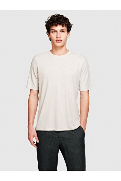 Sisley Ανδρικό μπλουζάκι από λινό μείγμα κανονικής κοπής με λαιμόκοψη 324P3IY...