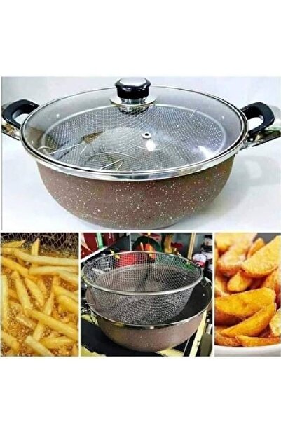 Smart Kitchen 28cm non-stick frying pan and cooking pot with a mesh oil drainer