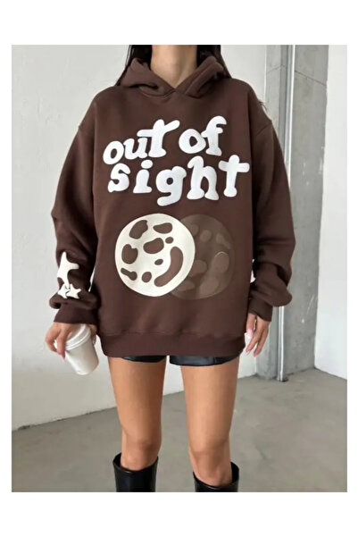 HepsitrentStore Out of Sight Brown 3 Thread K Hooded O Oversized Sweatshirt
