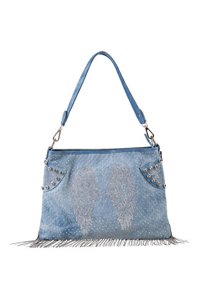 Guja C1094 Γυναικεία τσάντα ώμου Premium από τζιν με πέτρες