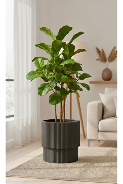 KıtayGroup Vega Saksı Fiber görünümlü Büyük Dekoratif Modern Salon Saksı 20 LT