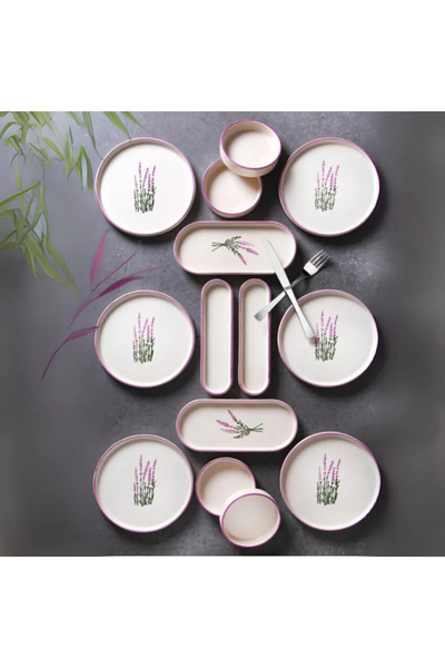 Plus Cookina Kahvaltı Takımı 14 Parça Lavanta Desenli