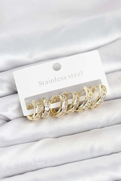 Inure Jewelry 316L Steel Gold Color Waterway Hoop Earring Set