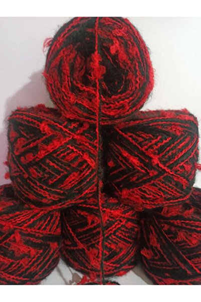 İPEK YÜN İPLİK DÜNYASI خيط موهير للحياكة (أسود طحلبي) بروميل بوكليت (أحمر) مز...