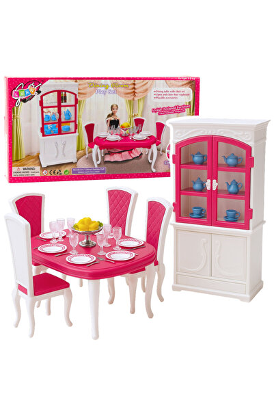 LEAN Set Sufragerie pentru Papusi: Masa, Scaune, Comoda si Vesela