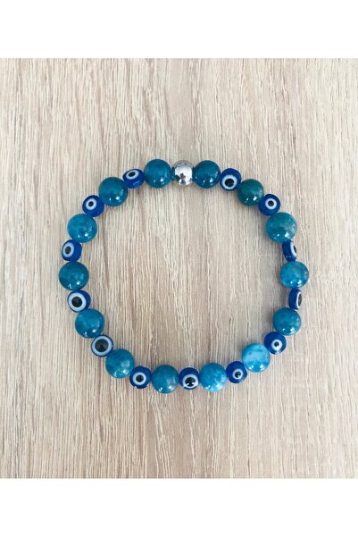 MK tasarım حجر الأباتيت الحقيقي - مع خرز العين الشريرة - للراحة، والهدوء، وال...