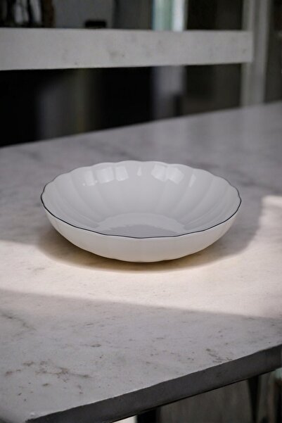 Kütahya Porselen وعاء شبكي بلاتيني من بون لوز 25×6 سم 2000 مل فردي BNLZF25KS00