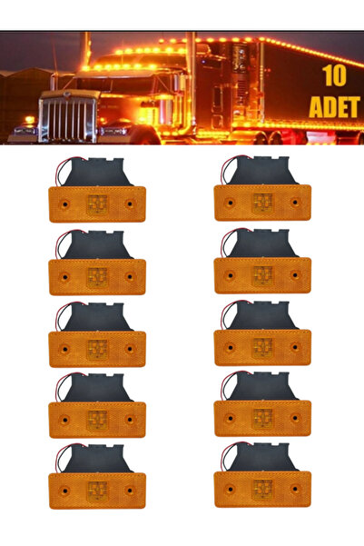KAPOTO 10 Adet Side Marker Led Lamba Sarı 12V 24V Uyumlu Kamyon Tır Otobüs Mi...