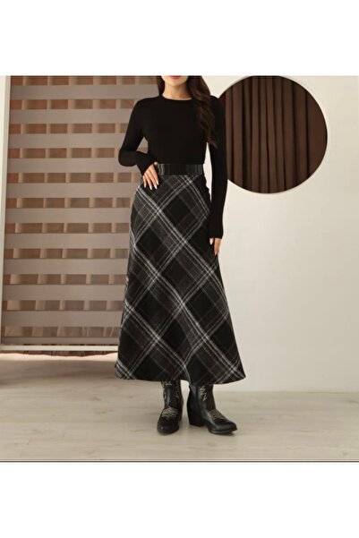 Suedcollection Yün dokulu kaşe etek