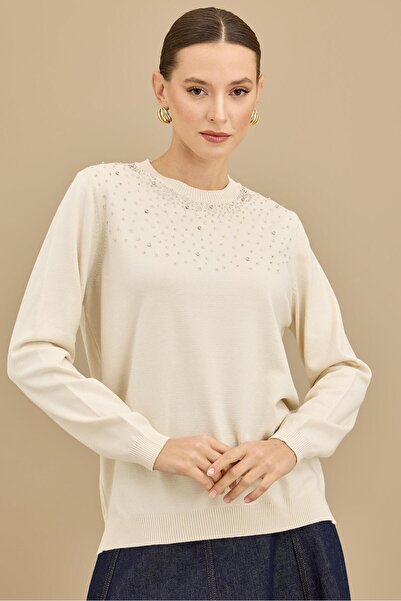 Mahal Crochet Knitwear Bead Embroidered Blouse