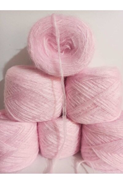 İPEK YÜN İPLİK DÜNYASI Angora Knitting Yarn 3 Ply (Powder Pink) Mix 100Gr