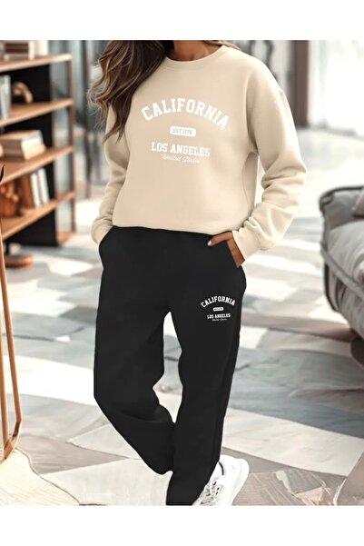 FUFLUNS California Los Angeles Printed Unisex Oversize Crop Top/Bottom Tracks...