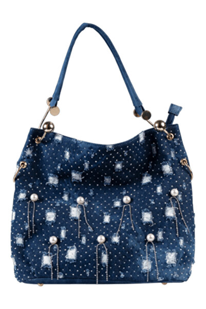 Guja C1086 Γυναικεία τσάντα ώμου Premium Denim με πέτρες