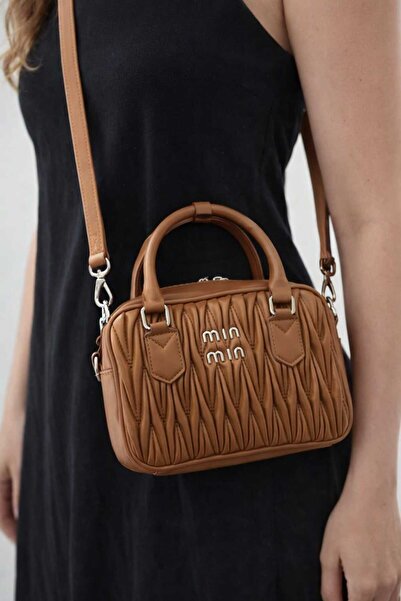 mın Kahverengi Yumuşak Dokulu Desenli Çanta