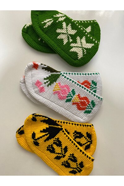 LEYLAPATİKLERİ Tunisia Handmade Daily Use Dowry Booties Set 3 Pieces