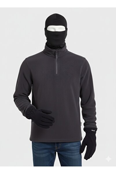 OIL COMPANY Unisex Full Protection Black 3-Piece Fleece Set Balaclava Fleece ...