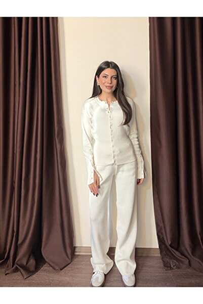 LOISY Women's Waist Detailed Snap Fastener Knitwear Set