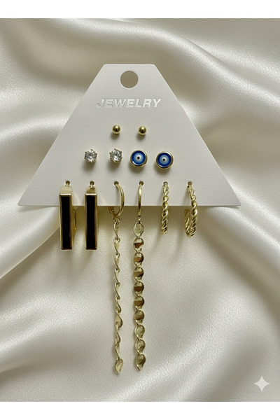 Çağla Accessories مجموعة أقراط فولاذية أنيقة مكونة من 12 قطعة