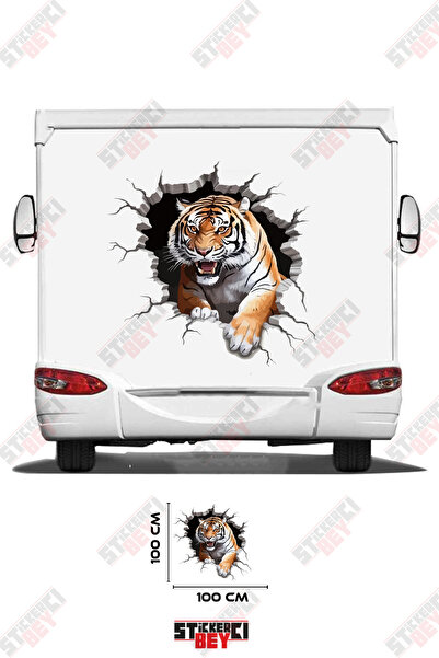 STİCKERCI BEY ملصق كارافان بتصميم نمر يخرج من الجدار المكسور