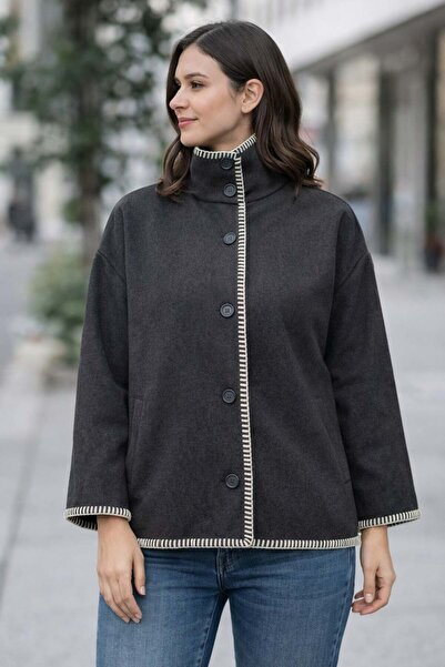 ModaPlaza Women's Long Sleeve Piped Poncho