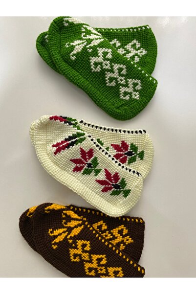 LEYLAPATİKLERİ Tunisia Handmade Daily Use Dowry Booties Set 3 Pieces