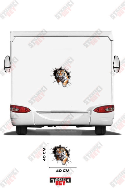 STİCKERCI BEY ملصق كارافان بتصميم نمر يخرج من الجدار المكسور