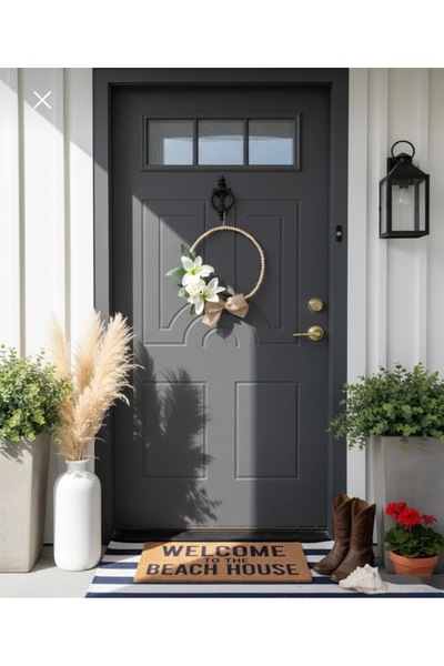 ESEN DESİNG HOME TrendHomy El Yapımı Bohem Ahşap Boncuklu Kapı Süsü - Beyaz Z...