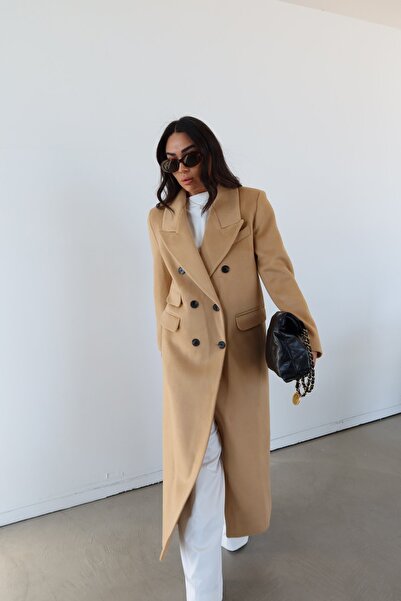 Özge Özgenç 3-Pocket Embroidered Long Cashmere Coat