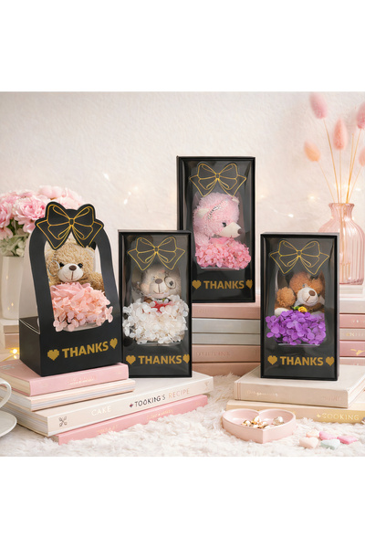 JML1 Gift Decoration 25cm with Teddy Bear and Artificial Rose 4/set, in Box 2...